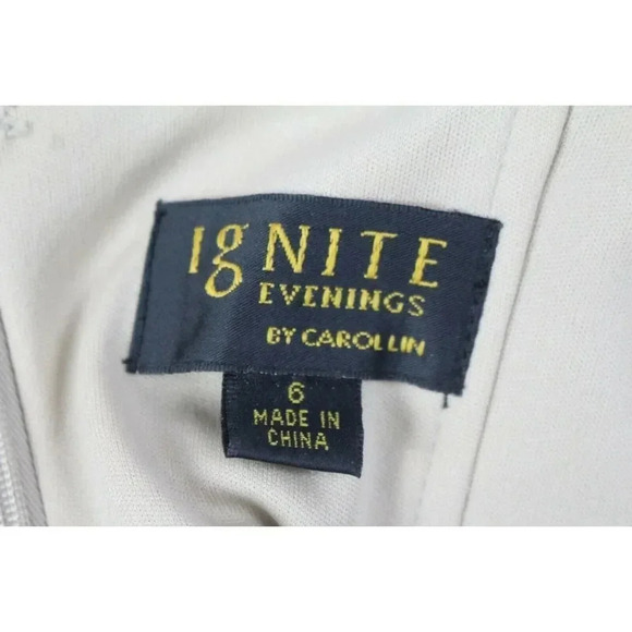 IGNITE EVENINGS By Carol Lin Gold Beaded Desinger Cocktail Dress - Size 6 - Picture 9 of 10